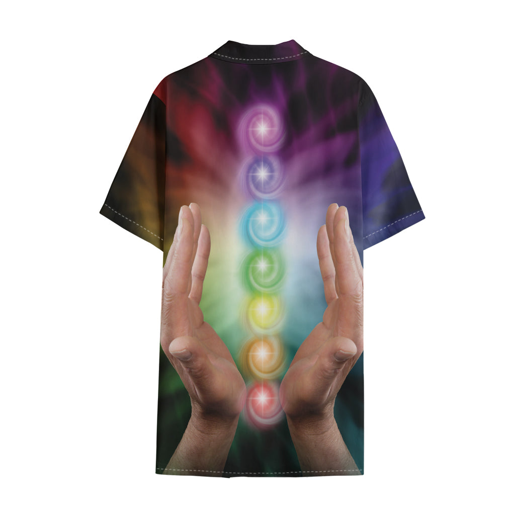 Seven Chakras Energy Print Cotton Hawaiian Shirt