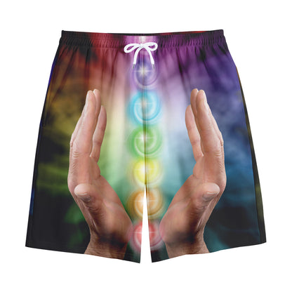 Seven Chakras Energy Print Cotton Shorts