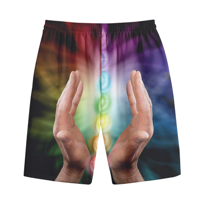 Seven Chakras Energy Print Cotton Shorts