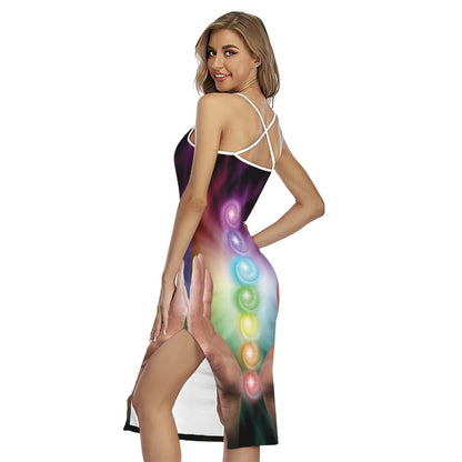 Seven Chakras Energy Print Cross Back Cami Dress