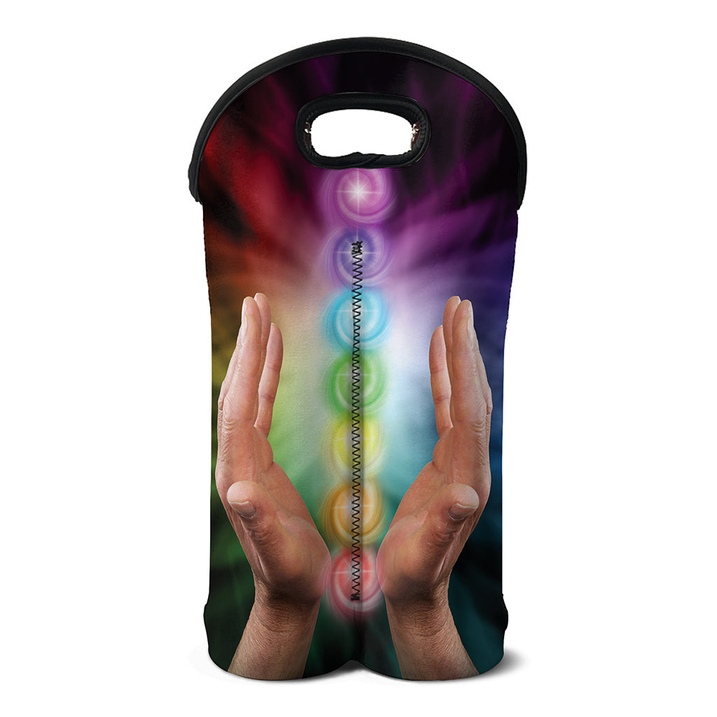 Seven Chakras Energy Print Double Neoprene Wine Tote