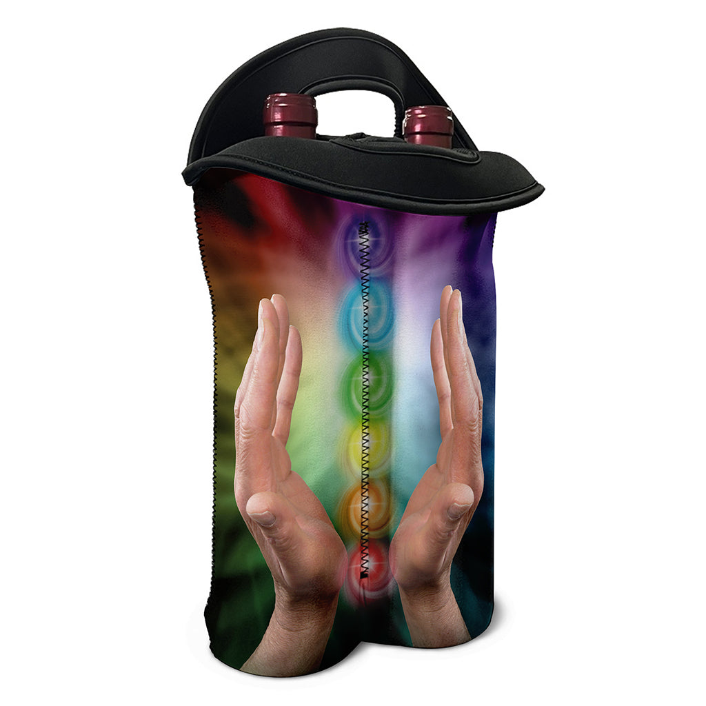 Seven Chakras Energy Print Double Neoprene Wine Tote