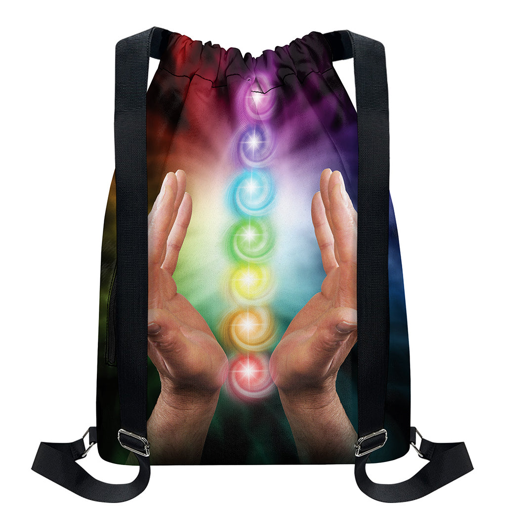 Seven Chakras Energy Print Drawstring Backpack