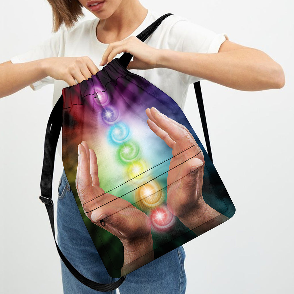 Seven Chakras Energy Print Drawstring Backpack