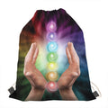 Seven Chakras Energy Print Drawstring Bag
