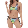 Seven Chakras Energy Print Halter Scoop Tie Side Bikini