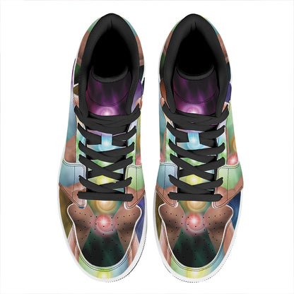 Seven Chakras Energy Print High Top Leather Sneakers