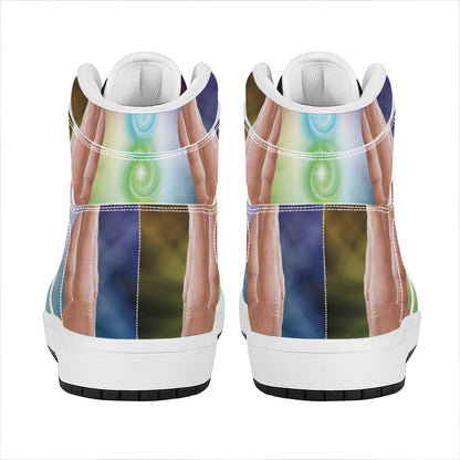 Seven Chakras Energy Print High Top Leather Sneakers