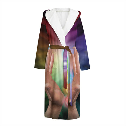 Seven Chakras Energy Print Hooded Bathrobe