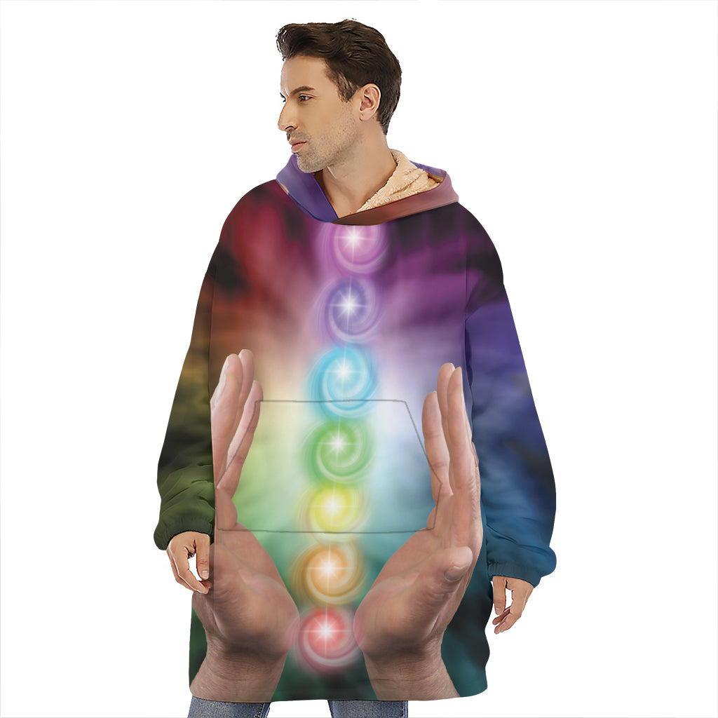 Seven Chakras Energy Print Hoodie Blanket