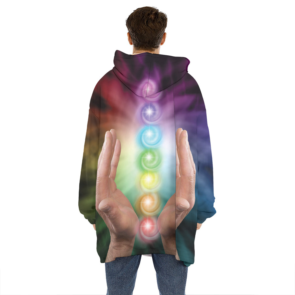 Seven Chakras Energy Print Hoodie Blanket