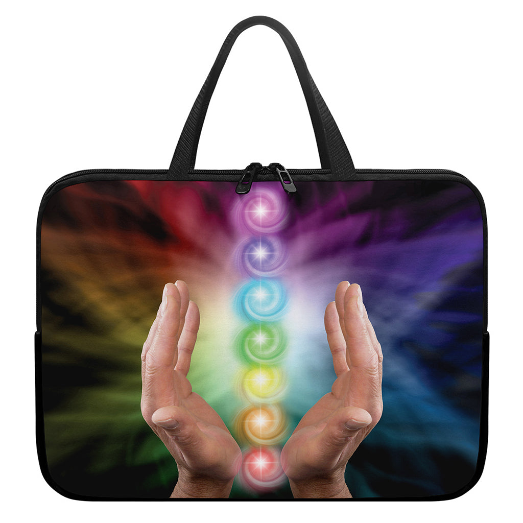Seven Chakras Energy Print Laptop Sleeve With Handle