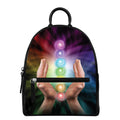 Seven Chakras Energy Print Leather Backpack