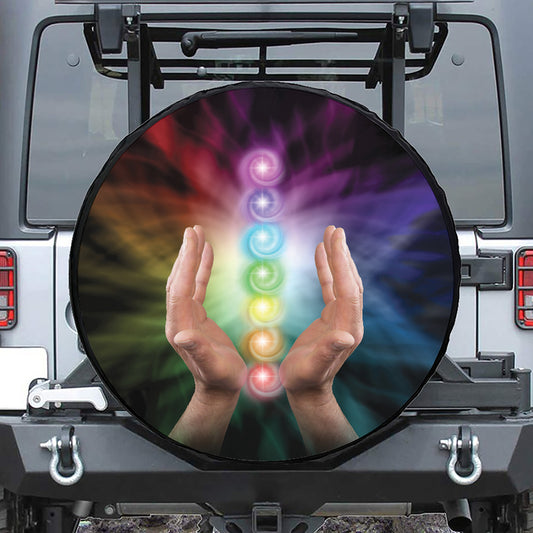 Seven Chakras Energy Print Leather Spare Tire Cover