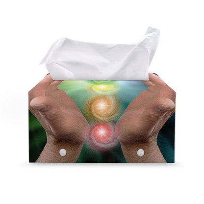 Seven Chakras Energy Print Leather Tissue Box Cover