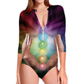 Seven Chakras Energy Print Long Sleeve Swimsuit