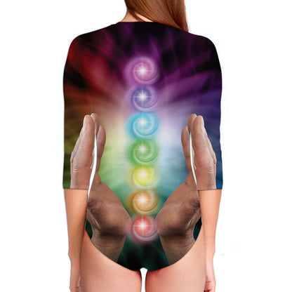 Seven Chakras Energy Print Long Sleeve Swimsuit