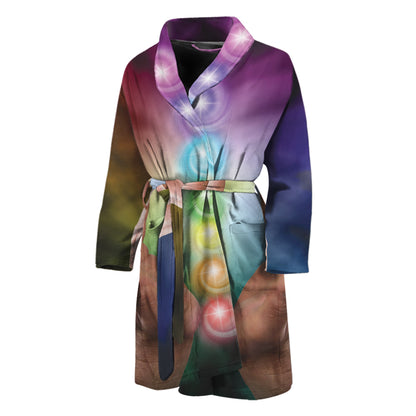 Seven Chakras Energy Print Men's Bathrobe