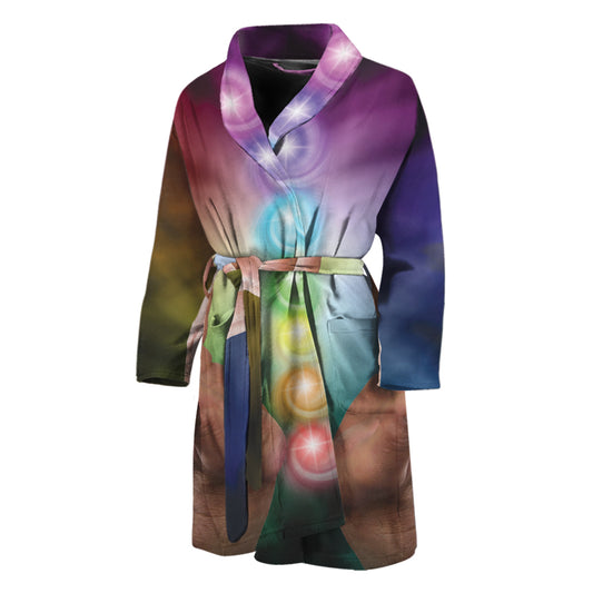 Seven Chakras Energy Print Men's Bathrobe