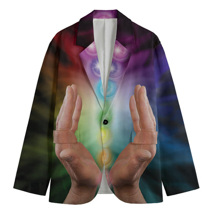 Seven Chakras Energy Print Men's Blazer