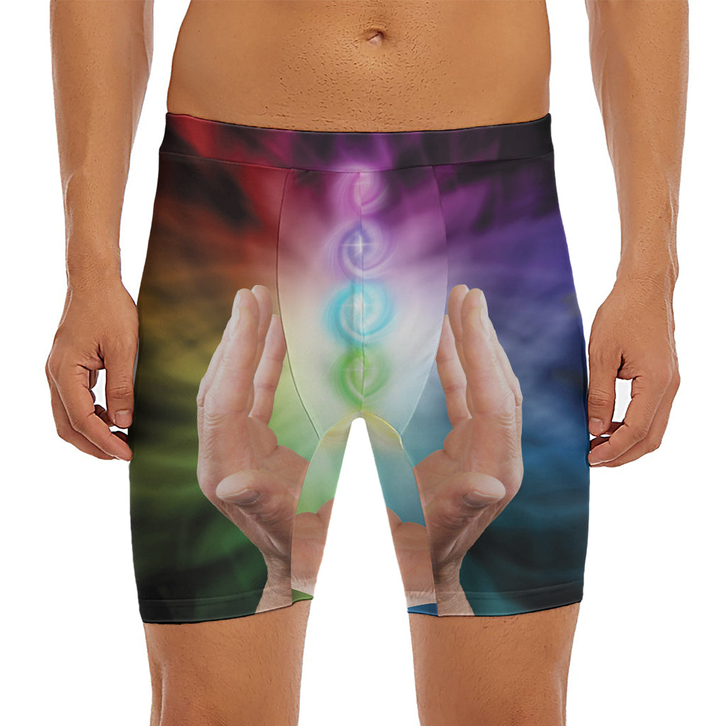 Seven Chakras Energy Print Men's Long Boxer Briefs