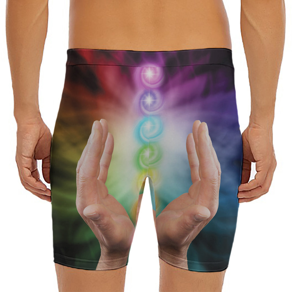 Seven Chakras Energy Print Men's Long Boxer Briefs