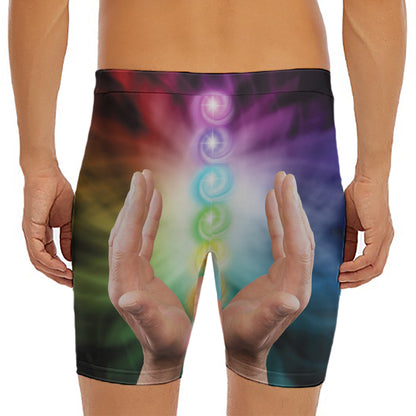 Seven Chakras Energy Print Men's Long Boxer Briefs
