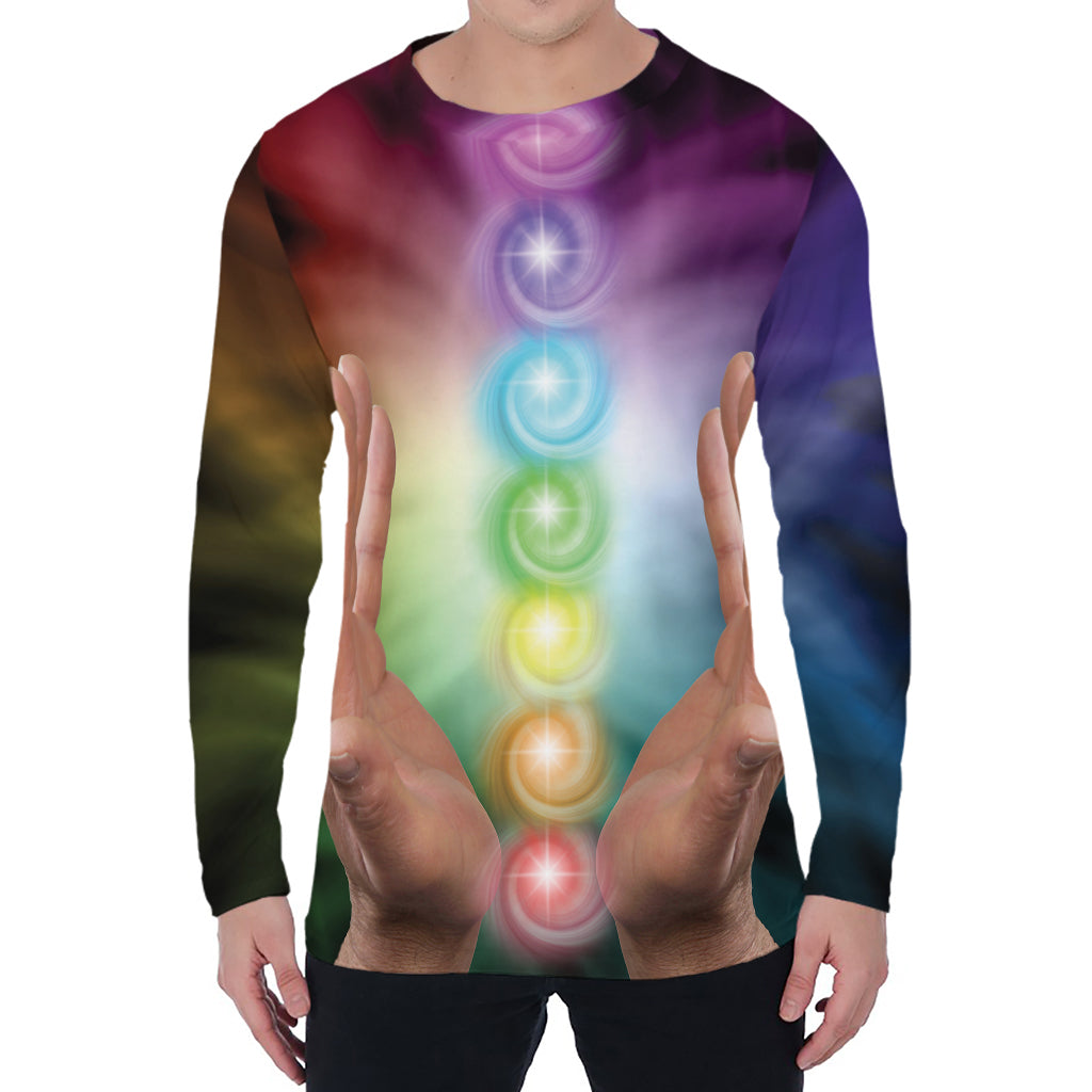 Seven Chakras Energy Print Men's Long Sleeve T-Shirt