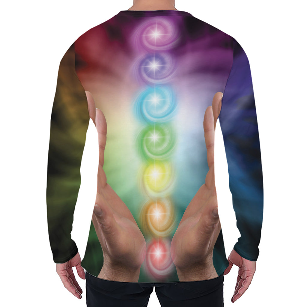 Seven Chakras Energy Print Men's Long Sleeve T-Shirt