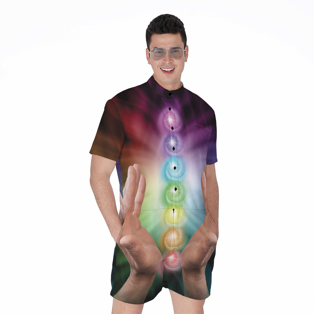 Seven Chakras Energy Print Men's Rompers