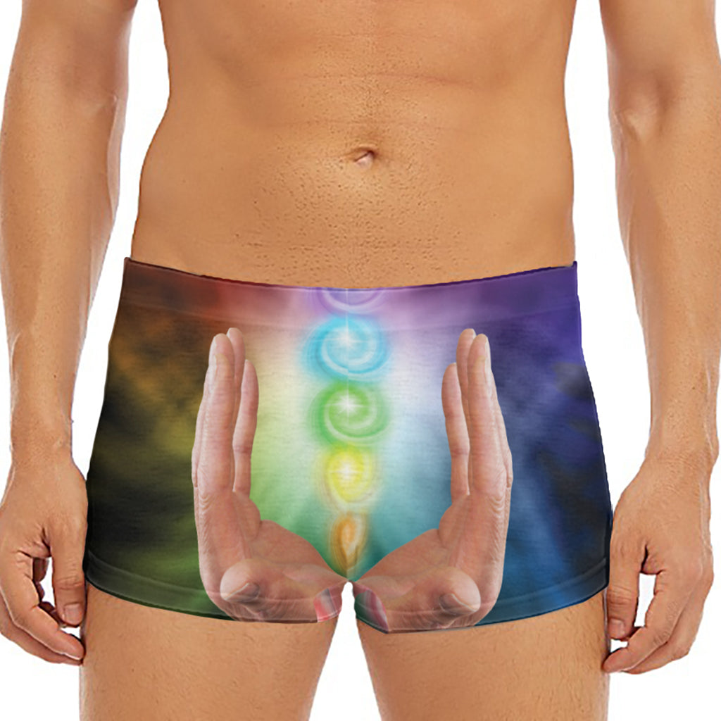 Seven Chakras Energy Print Men's Short Boxer Briefs