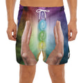 Seven Chakras Energy Print Men's Split Running Shorts