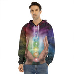 Seven Chakras Energy Print Men's Velvet Pullover Hoodie