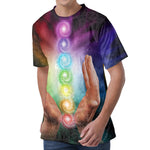 Seven Chakras Energy Print Men's Velvet T-Shirt