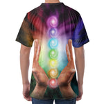 Seven Chakras Energy Print Men's Velvet T-Shirt