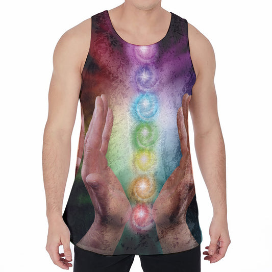 Seven Chakras Energy Print Men's Velvet Tank Top