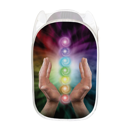 Seven Chakras Energy Print Mesh Laundry Hamper