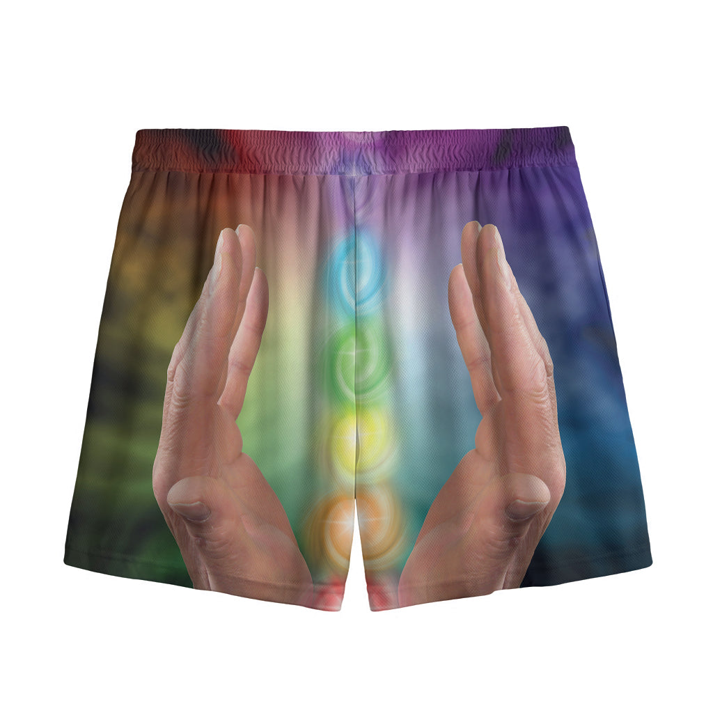 Seven Chakras Energy Print Mesh Shorts