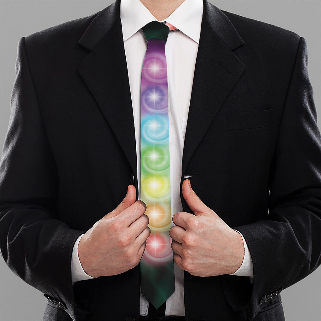 Seven Chakras Energy Print Necktie
