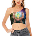 Seven Chakras Energy Print One Shoulder Crop Top