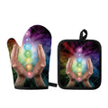 Seven Chakras Energy Print Oven Mitt And Pot Holder Set