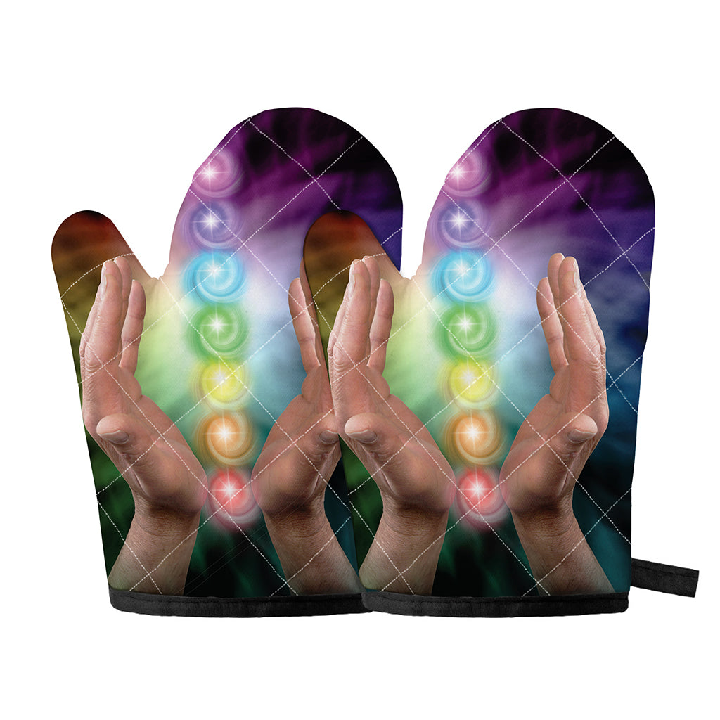 Seven Chakras Energy Print Oven Mitts
