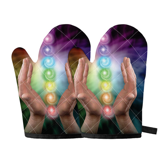 Seven Chakras Energy Print Oven Mitts