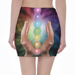 Seven Chakras Energy Print Pencil Mini Skirt