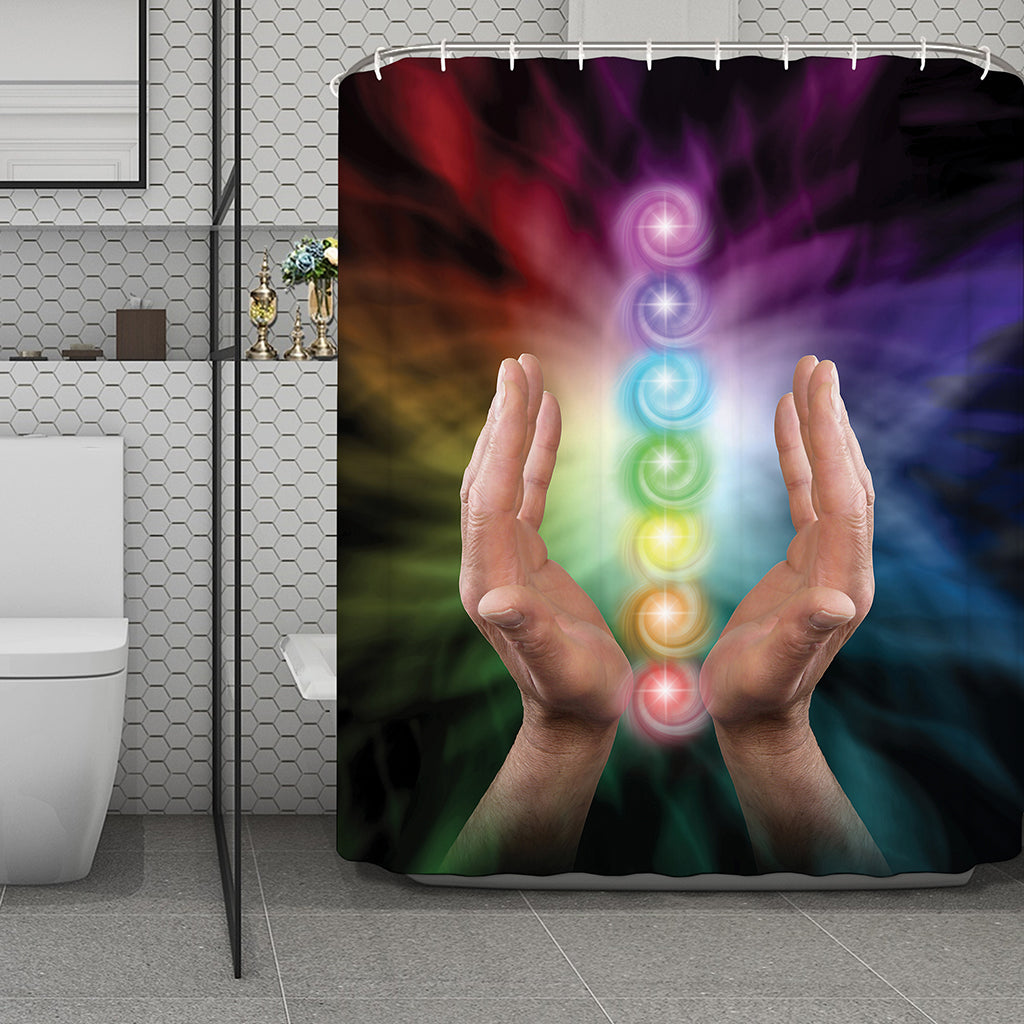 Seven Chakras Energy Print Polyester Shower Curtain