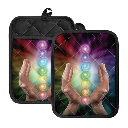 Seven Chakras Energy Print Pot Holders With Pocket