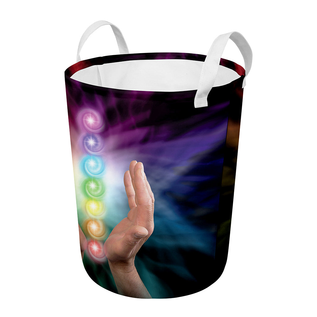 Seven Chakras Energy Print Round Laundry Basket