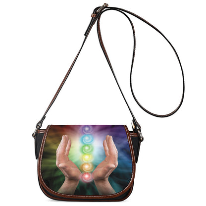 Seven Chakras Energy Print Saddle Bag