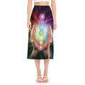 Seven Chakras Energy Print Side Slit Midi Skirt