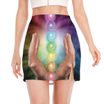 Seven Chakras Energy Print Side Slit Mini Skirt